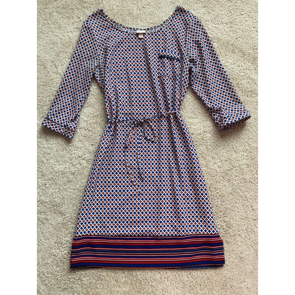 Merona Blue & Red Diamond Patterned Dress